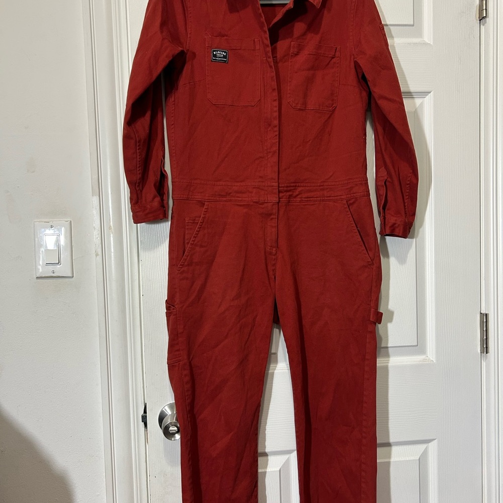 WILDFANG  Red Cinnamon Overdyed Essential Utility Coveralls Jumpsuit SizeS